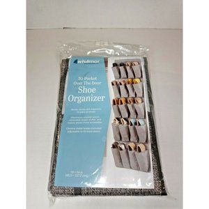 Whitmor  20-Pocket Over-the-Door Shoe Organizer  54 x 19  Gray  NEW